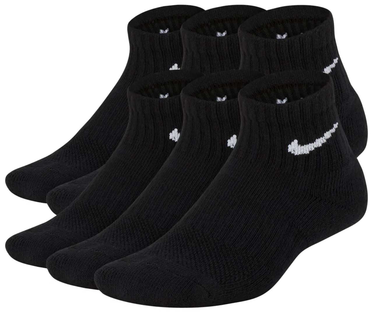 Носки для мальчиков 6 Pack Cushioned Quarter Socks Nike, черный/белый