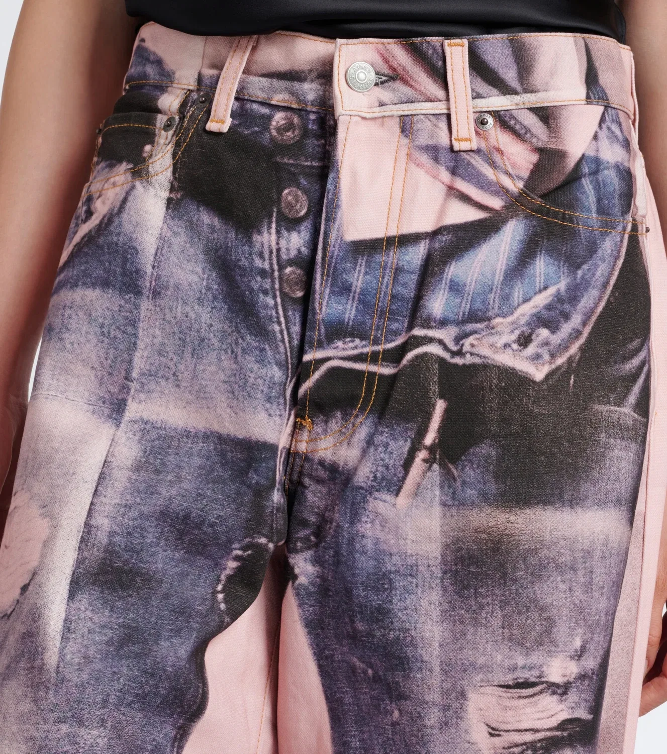 Широкие джинсы с эффектом обманки 1981 Acne Studios, розовый — фото 3