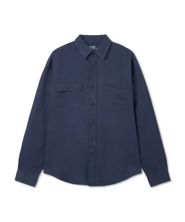Классическая рубашка из льна и шелка, Polo Ralph Lauren, темно-синий
