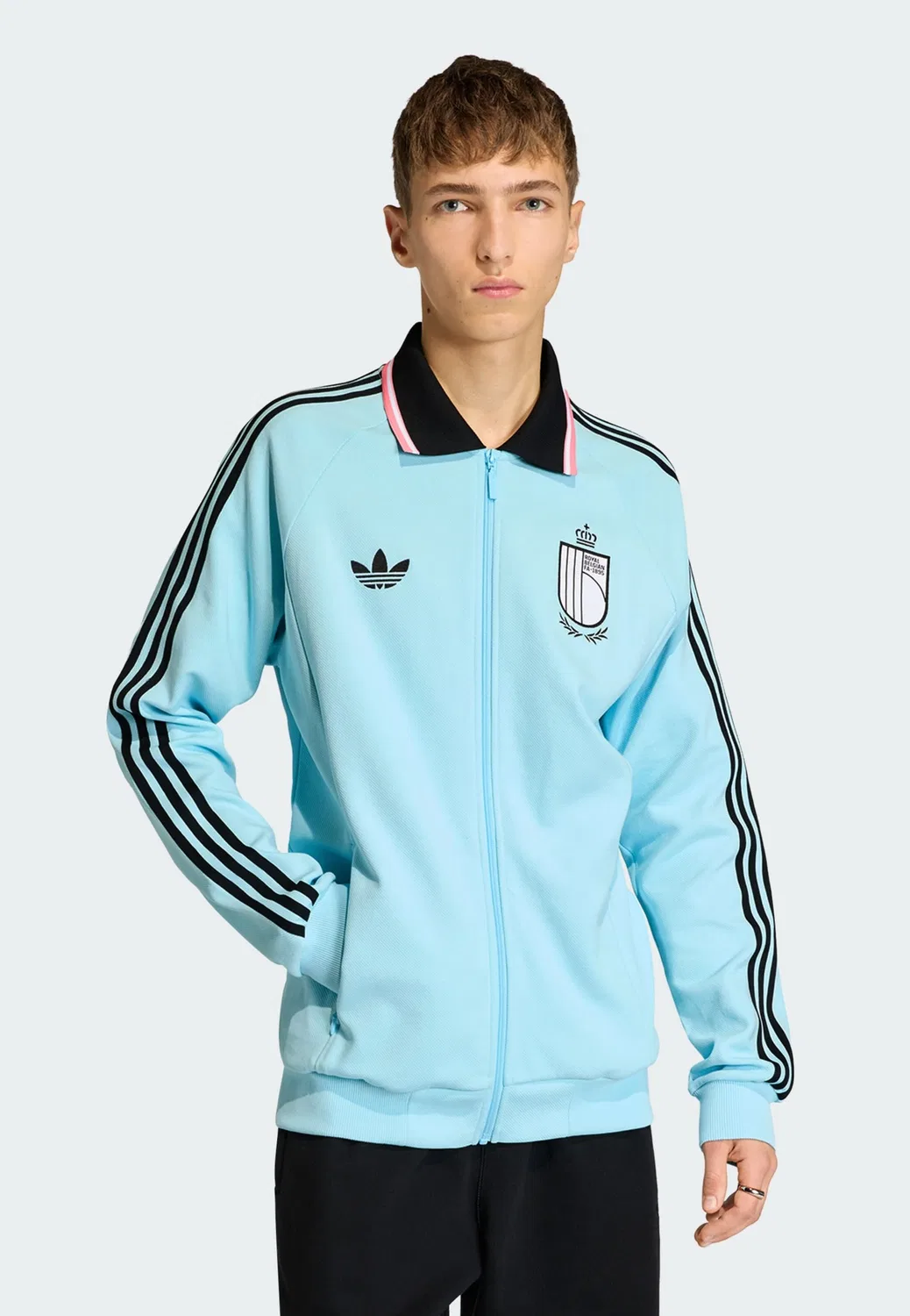 Спортивная куртка Adidas Performance Belgium Away Anthem небесно-голубого цвета — фото 2