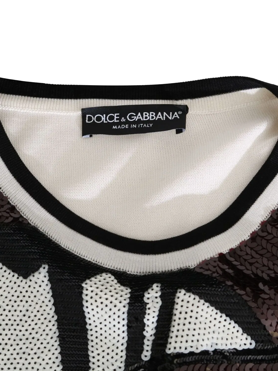 Dolce & Gabbana Свитер с пайетками в полоску, черный — фото 2
