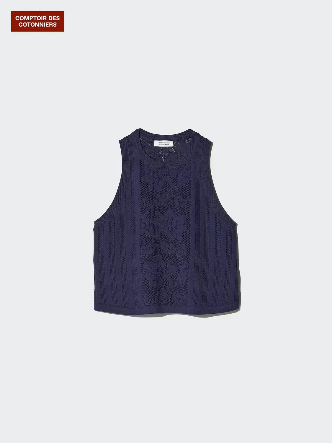 Свитер без рукавов Uniqlo, вязаный хлопковый, синий — фото 4