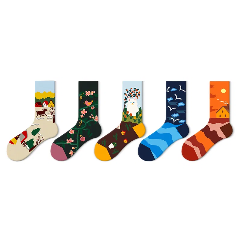 Детские носки с принтом Oil Painting Series Crew Socks JKN — фото 4