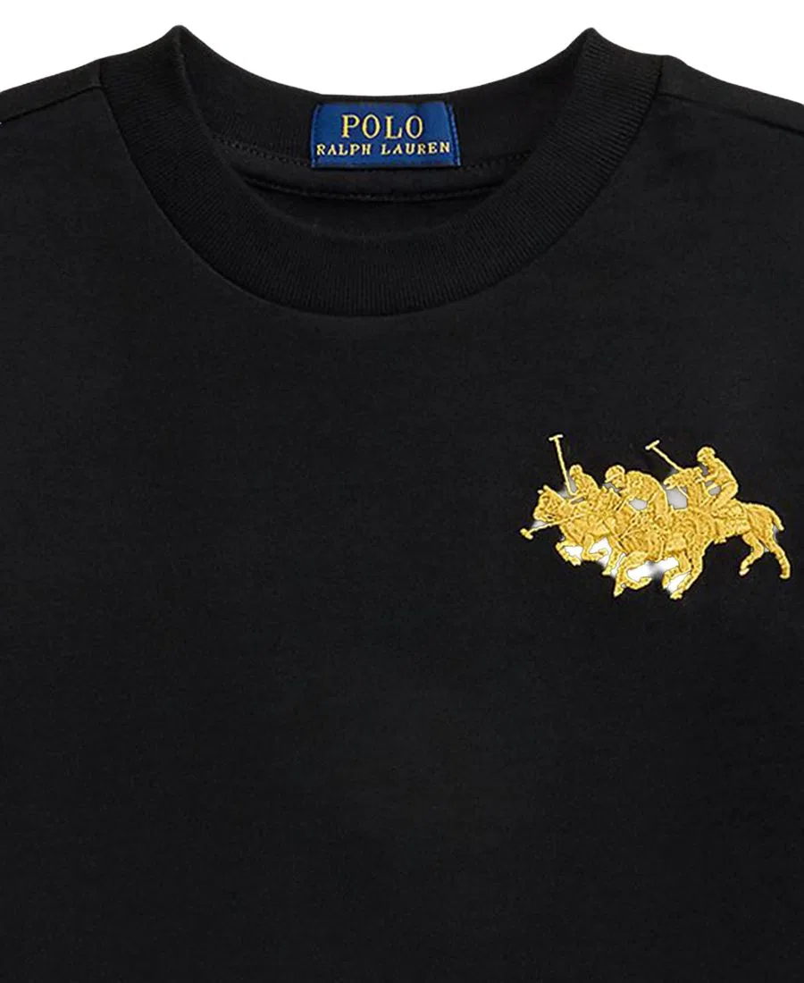 Детская футболка оверсайз с изображением тройного пони, размер 2T-7 Polo Ralph Lauren, Black — фото 3