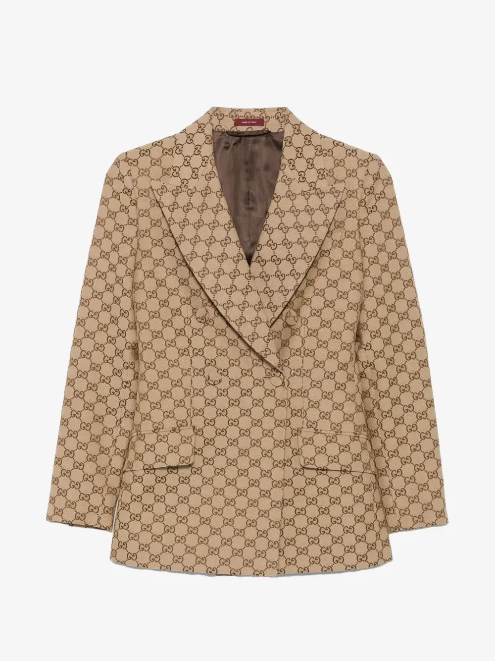 Двубортный жакет из канваса GG GUCCI, бежевый