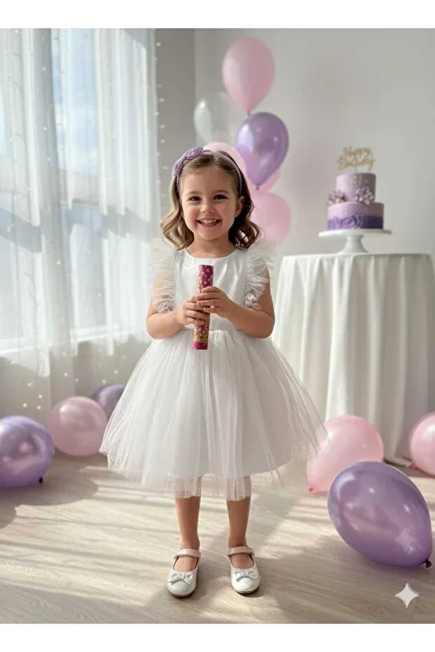 Детское платье для девочек с принтом Penu Baby Kids, White — фото 4