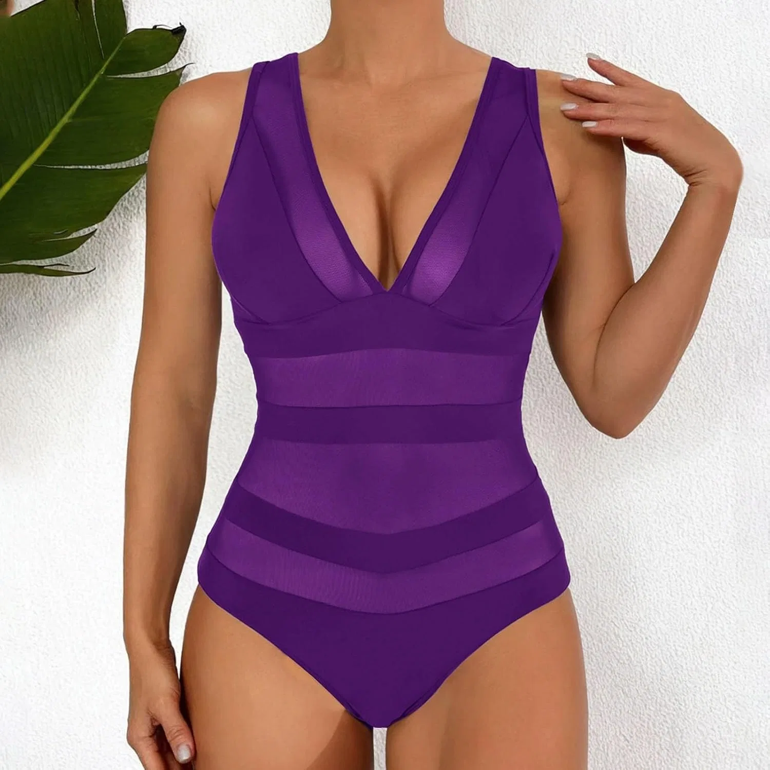 Женский цельный купальник с эффектом утяжки Slim Fit, Purple — фото 2