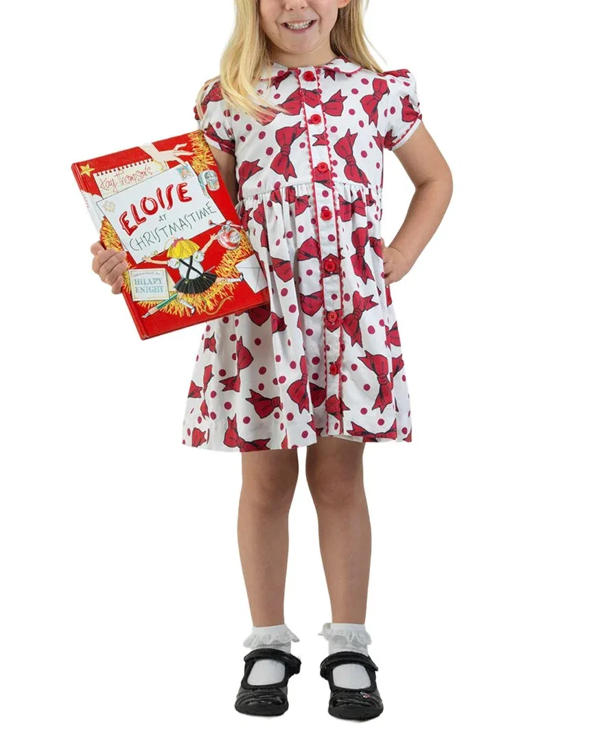 Детское платье для девочек с бантом Eloise красный Bow Button-Front Rachel Riley, красный