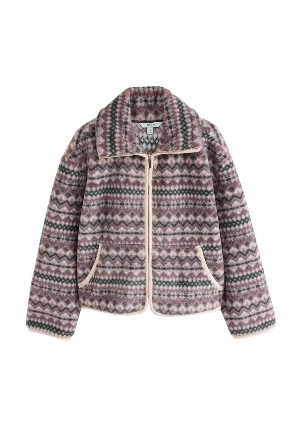 Куртка Fairisle из искусственного ворса - флисовая куртка Next, Grey Pink White
