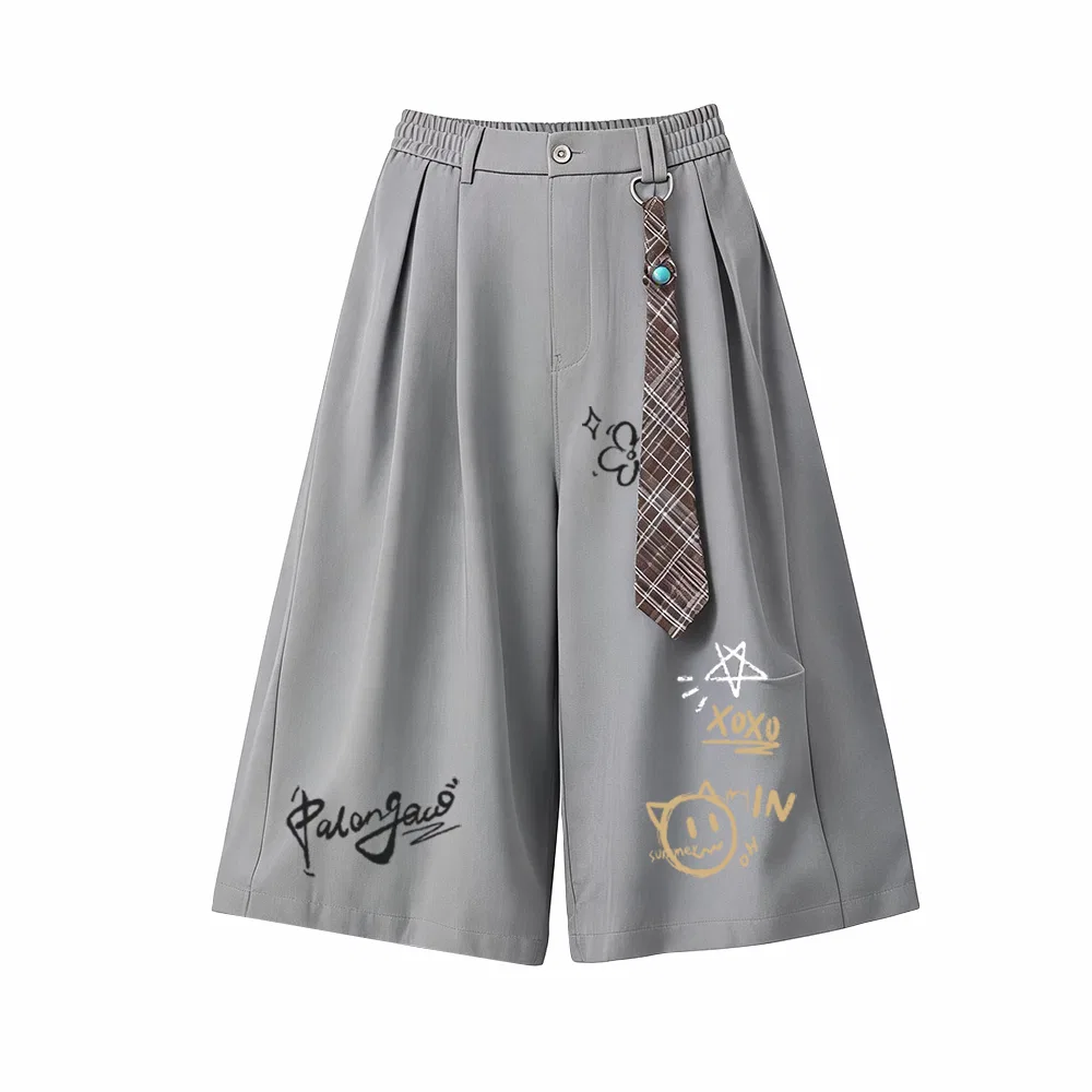 Детские шорты свободного кроя с широкими штанинами Casual Shorts Unisex Moderate Wide Leg Pants PAL ONGACO, Gray