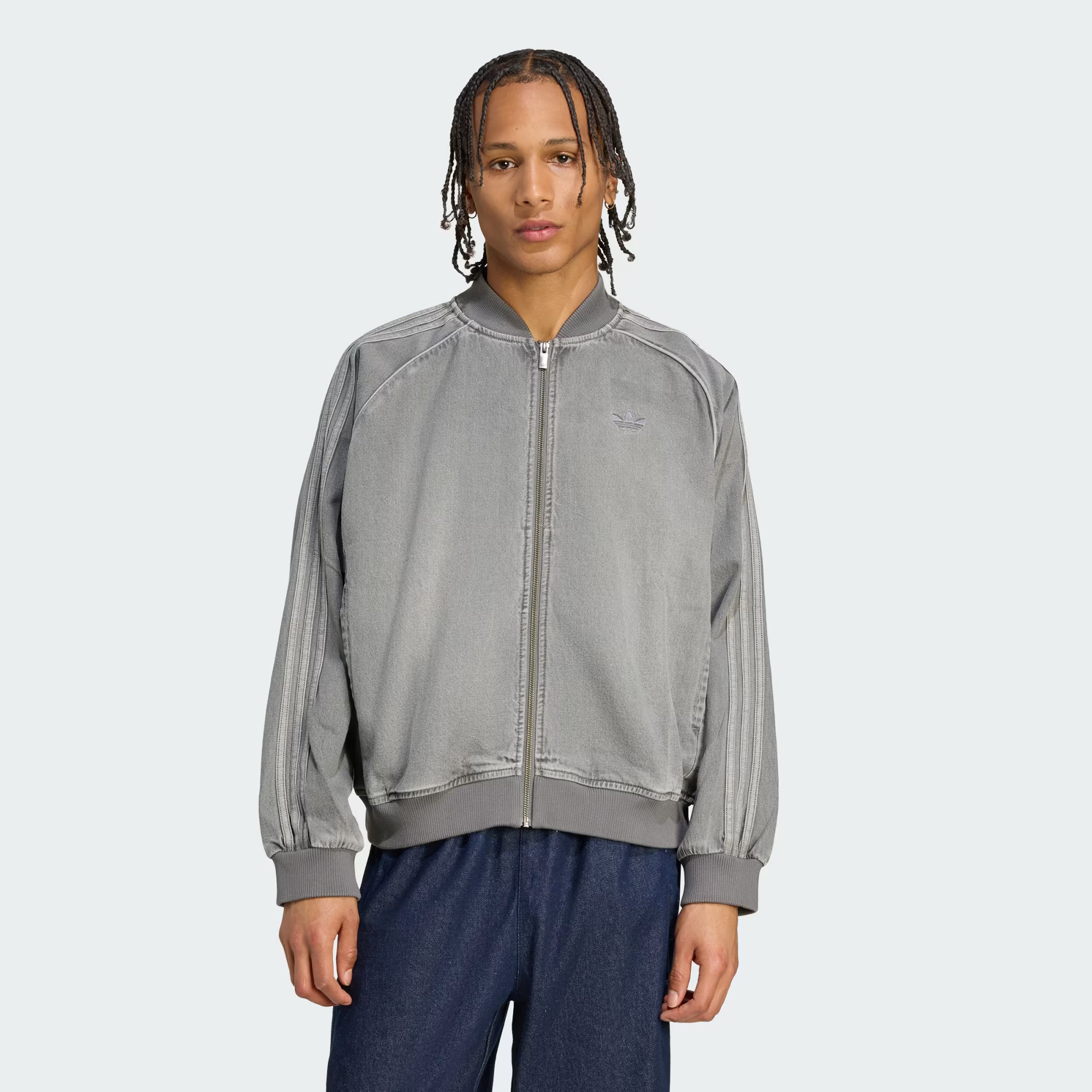Джинсовая джинсовая куртка Adidas Originals SST Adiecolor Low, светло-серый — фото 2