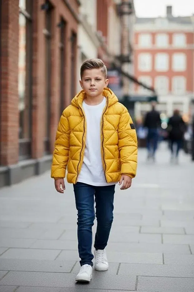 Детское пальто для мальчиков с принтом Benitto Kids, Yellow