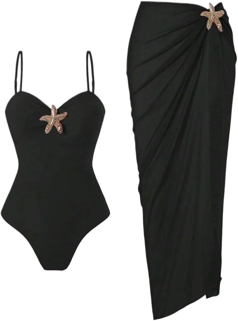 Женский монокини-бикини с высоким вырезом на бретелях-спагетти, 2-piece, Black