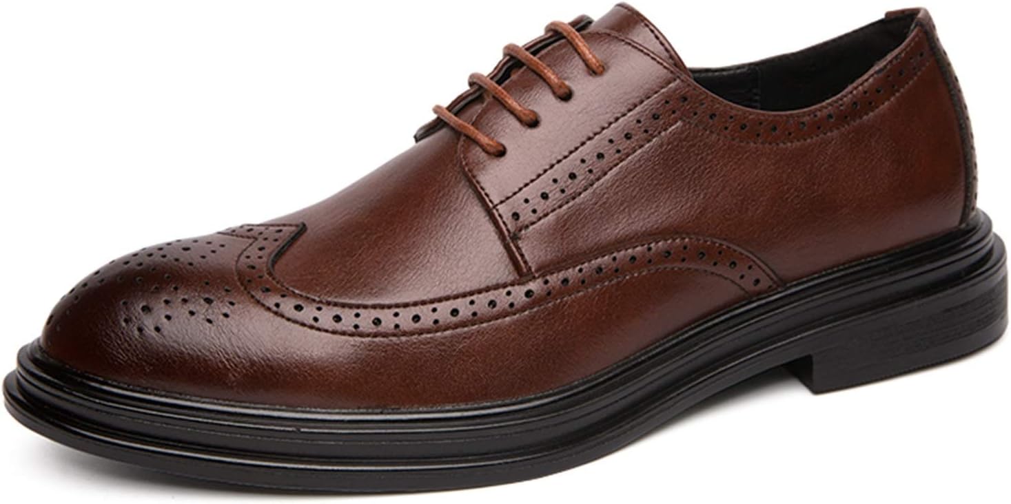 

Мужские туфли на шнуровке, броги с крыльями, дерби, искусственная кожа, противоскользящая подошва, низкий каблук, низкие, свадебные Zuzala, коричневый