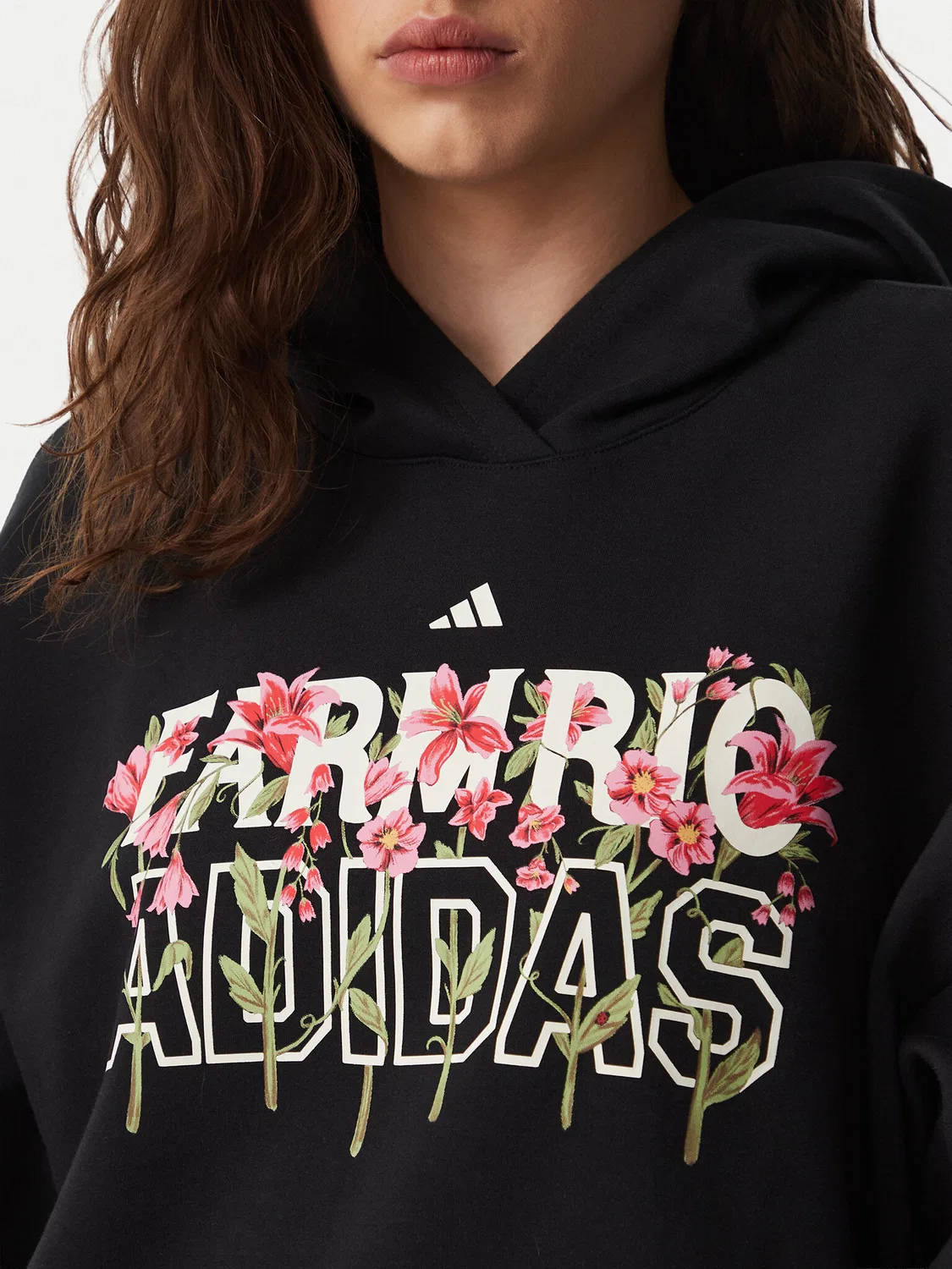 Женская толстовка стандартного кроя Farm Rio Hoodie Adidas, черный — фото 4