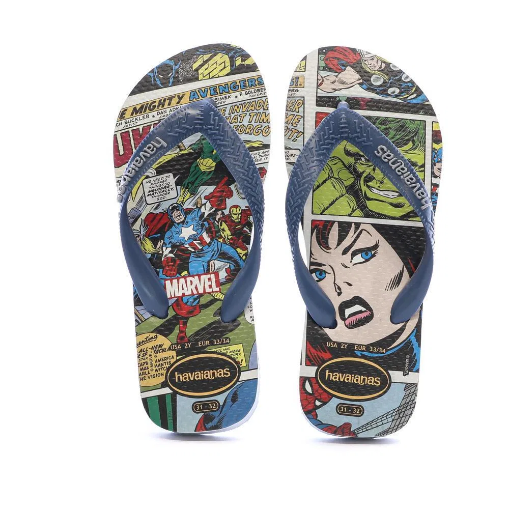 Детские вьетнамки с принтом Top Marvel Havaianas, Blau Hellcyan — фото 4