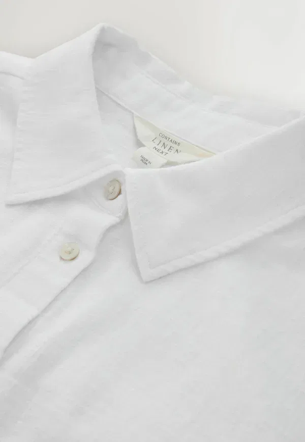 Блузка с хлопком и льном Button-down blouse Next, белый — фото 2