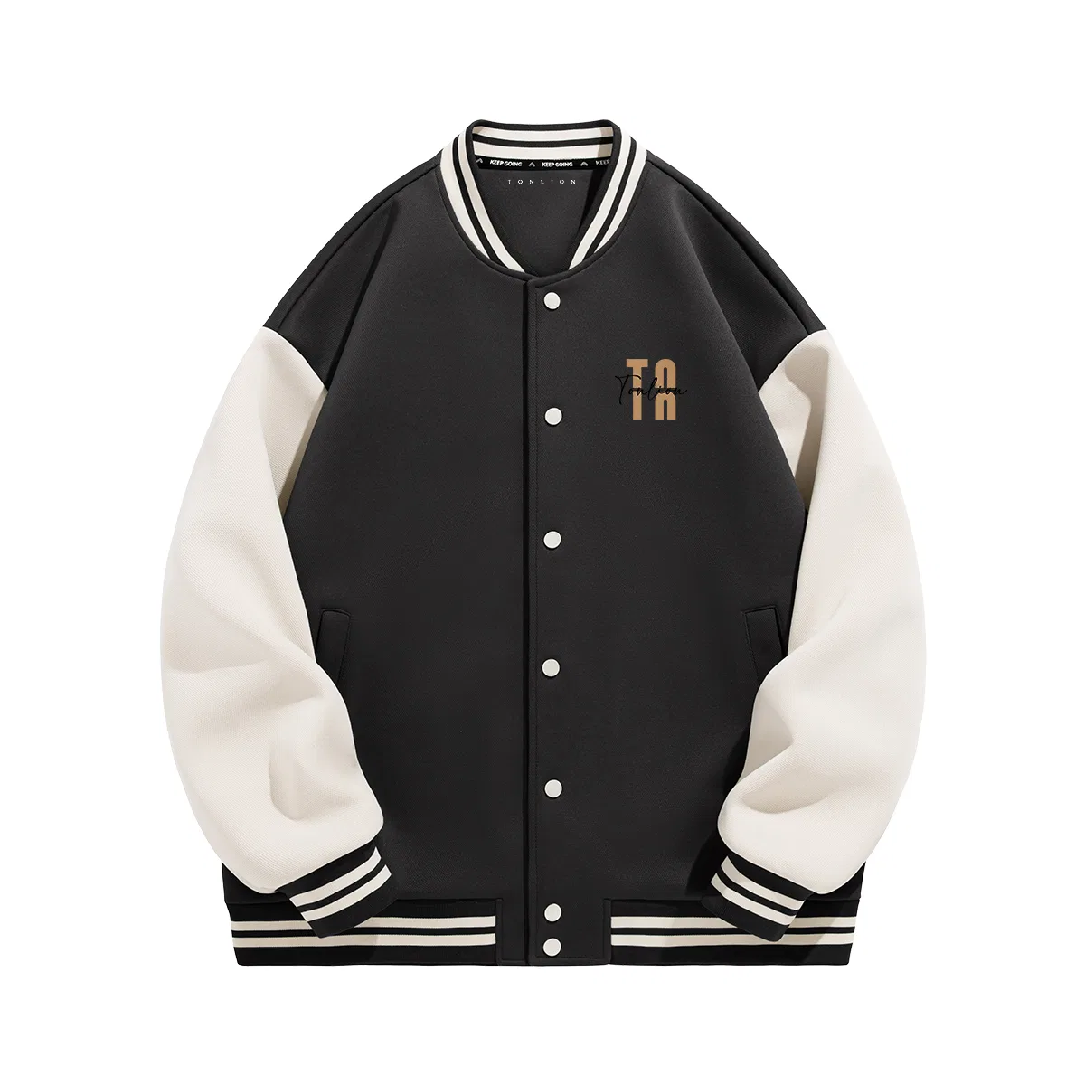 Детская бейсбольная куртка с воротником-стойкой Tonlion, Deep Gray (Tn Lettering Inside And Outside The Chest Badge)