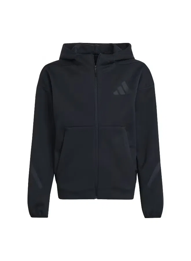 Худи-толстовка на молнии с капюшоном Adidas, черный
