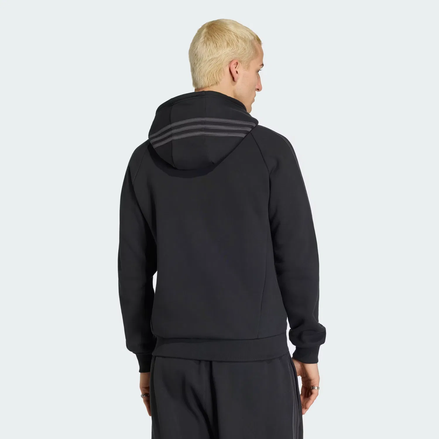 Мужское худи на флисе Adicolor Over the Hood Stripes Adidas Originals, черный — фото 2
