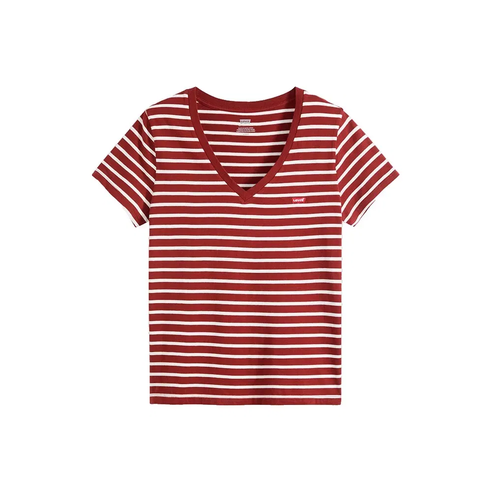 Женская футболка с V-образным вырезом и коротким рукавом Perfect Levi's, Red — фото 3