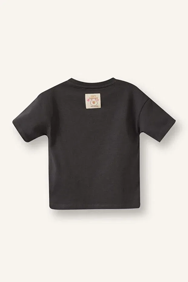 Детская футболка с принтом Baby Girl h5182a526sm Defacto, Anthracite-Ar210 — фото 4