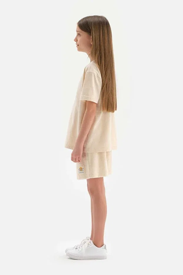Детские шорты для девочек хлопковые Dagi, Beige — фото 3