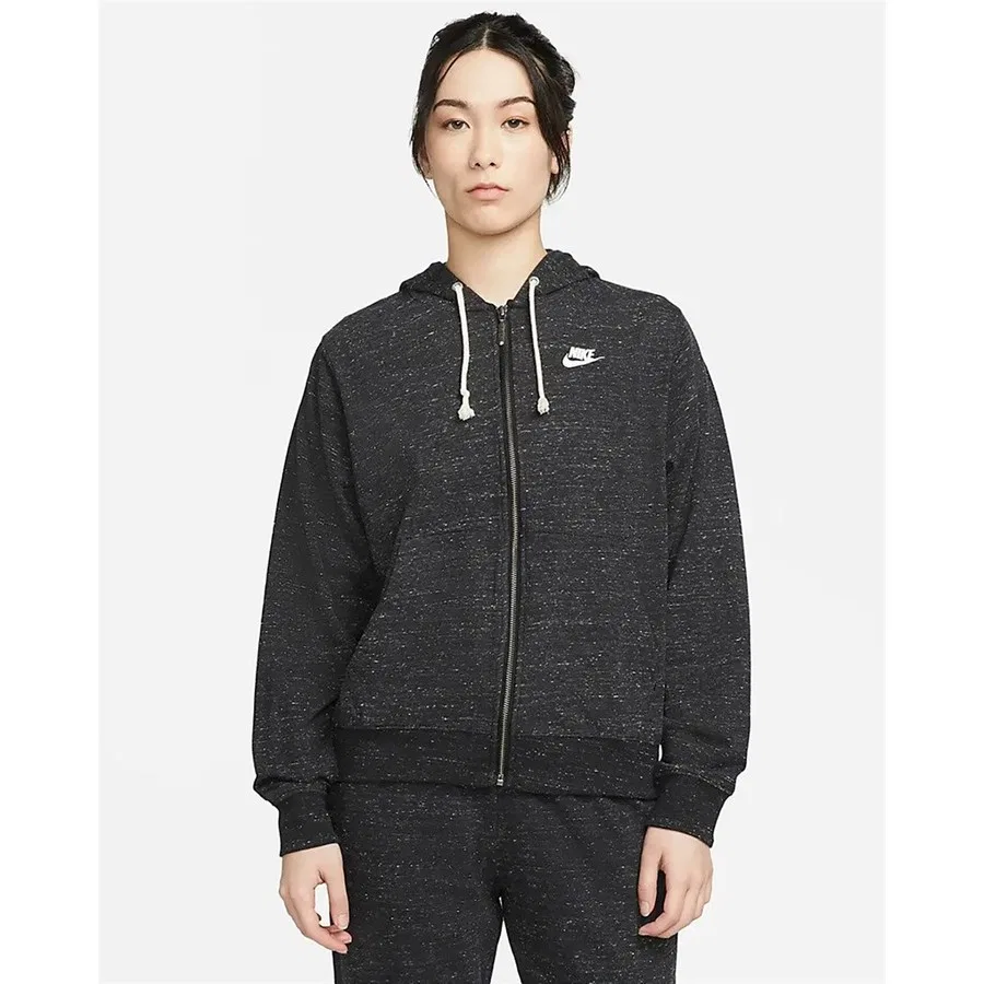 Женская худи с капюшоном и молнией Nike W Nsw Gym Vntg Easy Fz Hoodie, Черный