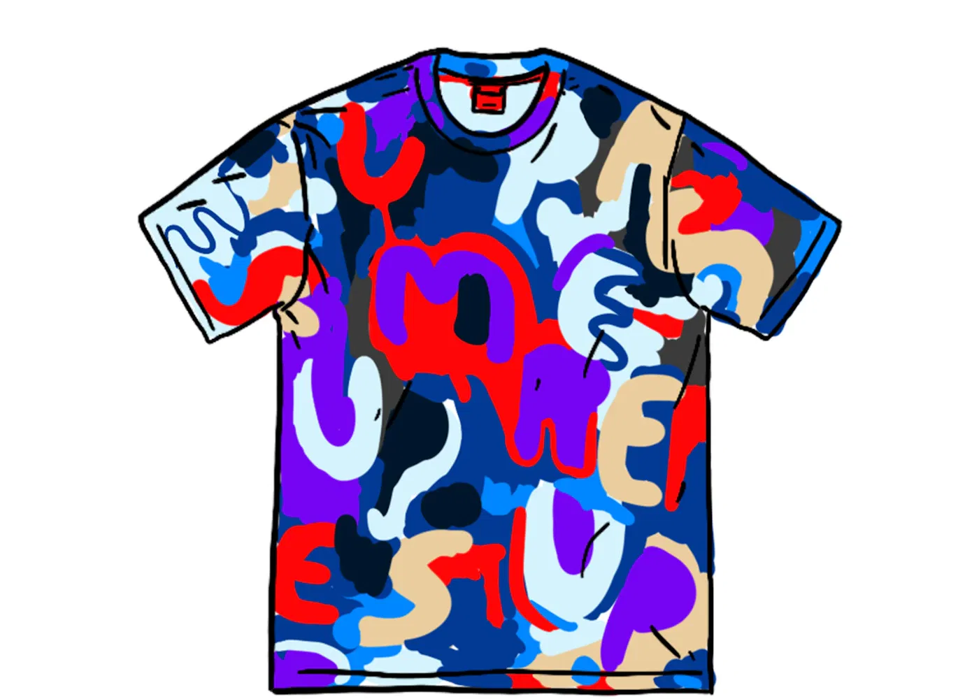 Мужская футболка Supreme Painted Logo S/S Top Royal