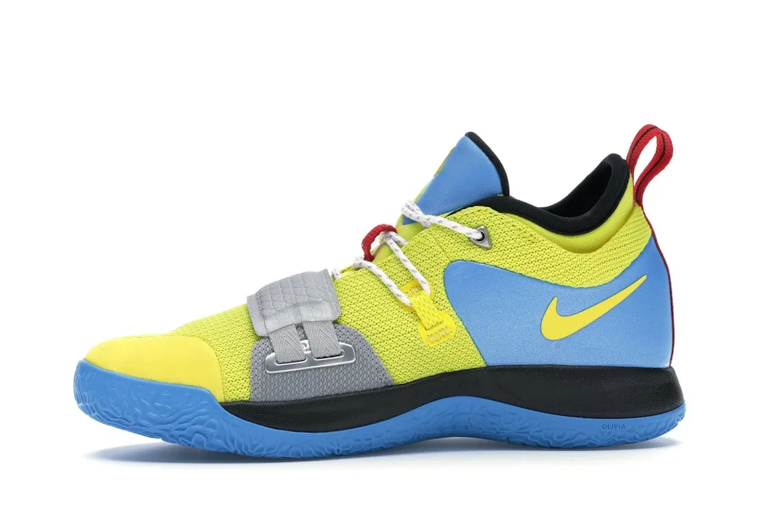 Детские кроссовки для мальчиков баскетбольные Nike PG 2.5, Opti Yellow Blue Hero Black University Red — фото 3