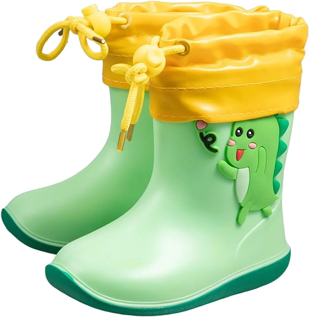 Детские сапоги дождевые с принтом динозавров Boys Girls Dinosaur Rain Boots, Green
