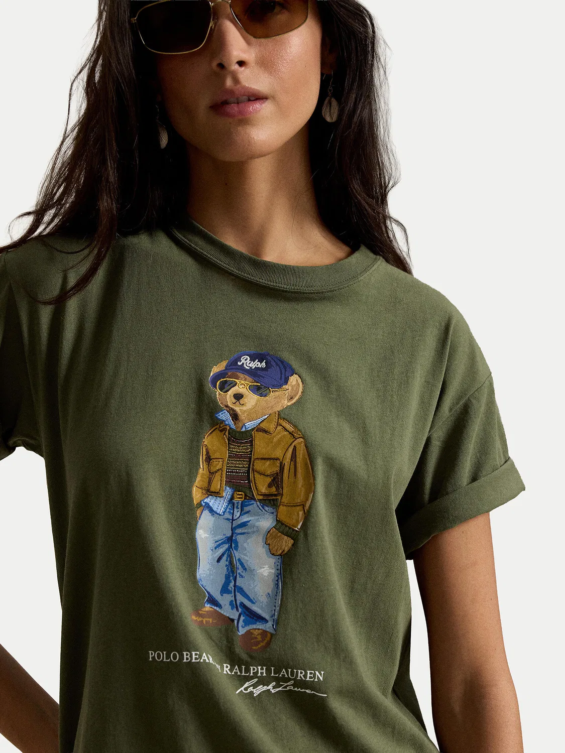 Женская футболка стандартного кроя Polo Ralph Lauren, темно-зеленый — фото 4