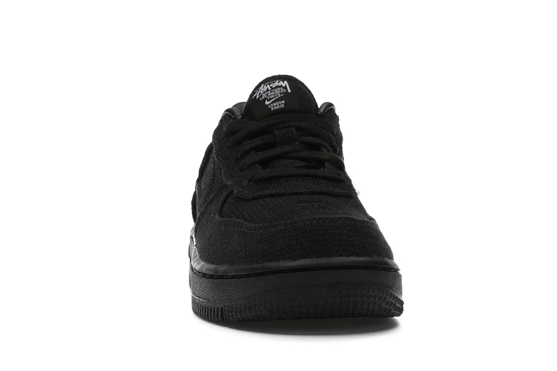 Детские кроссовки Lifestyle с брендовым логотипом Nike Air Force 1 Low Stussy Black, Black/Black/Black — фото 2