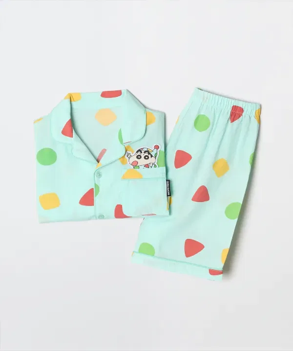 Пижама с коротким рукавом, Crayon Shin-chan, Spao Kids, мята