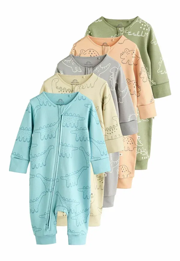 Комплект боди с принтом Animals Regular fit two way zip baby sleepsuits 5 pack Next, Multi Dino