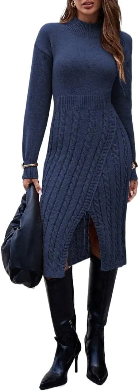Женское платье миди с разрезом Slimming Fit, Royal Blue