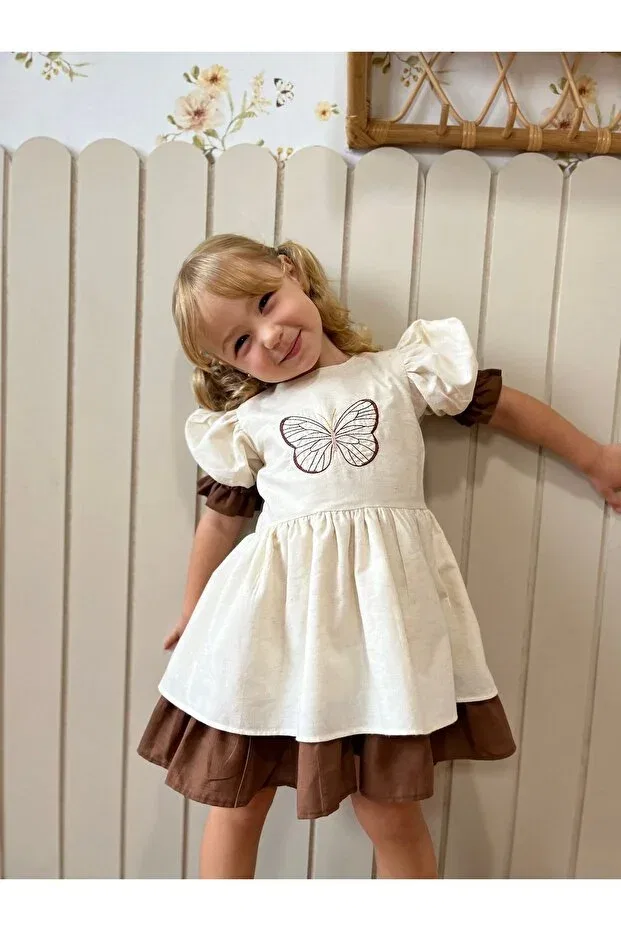 Детское платье для девочек хлопковое Alvadonna, Beige