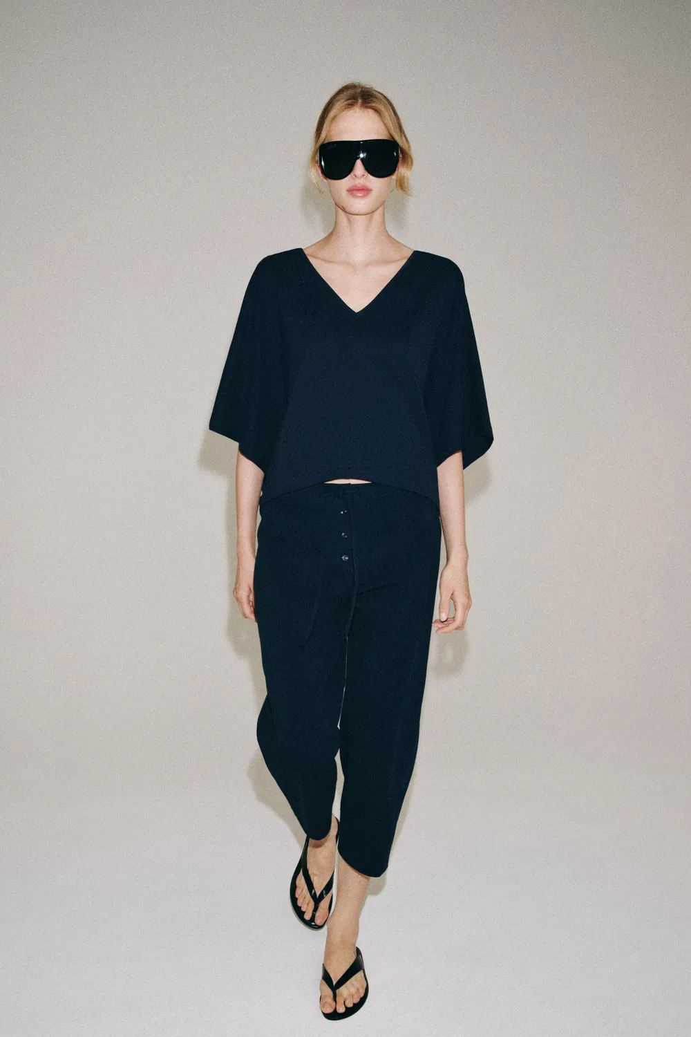 Брюки Interlock Carrot Fit ZARA, Navy blue — фото 4