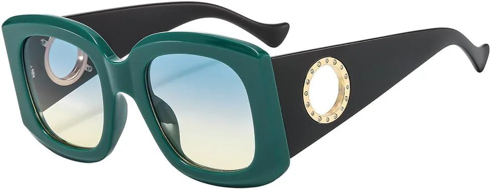 

Большие солнцезащитные очки для женщин в винтажном стиле, мужские солнцезащитные очки, защита от УФ-излучения UV400, роскошные женские очки TKKTLLT, Green