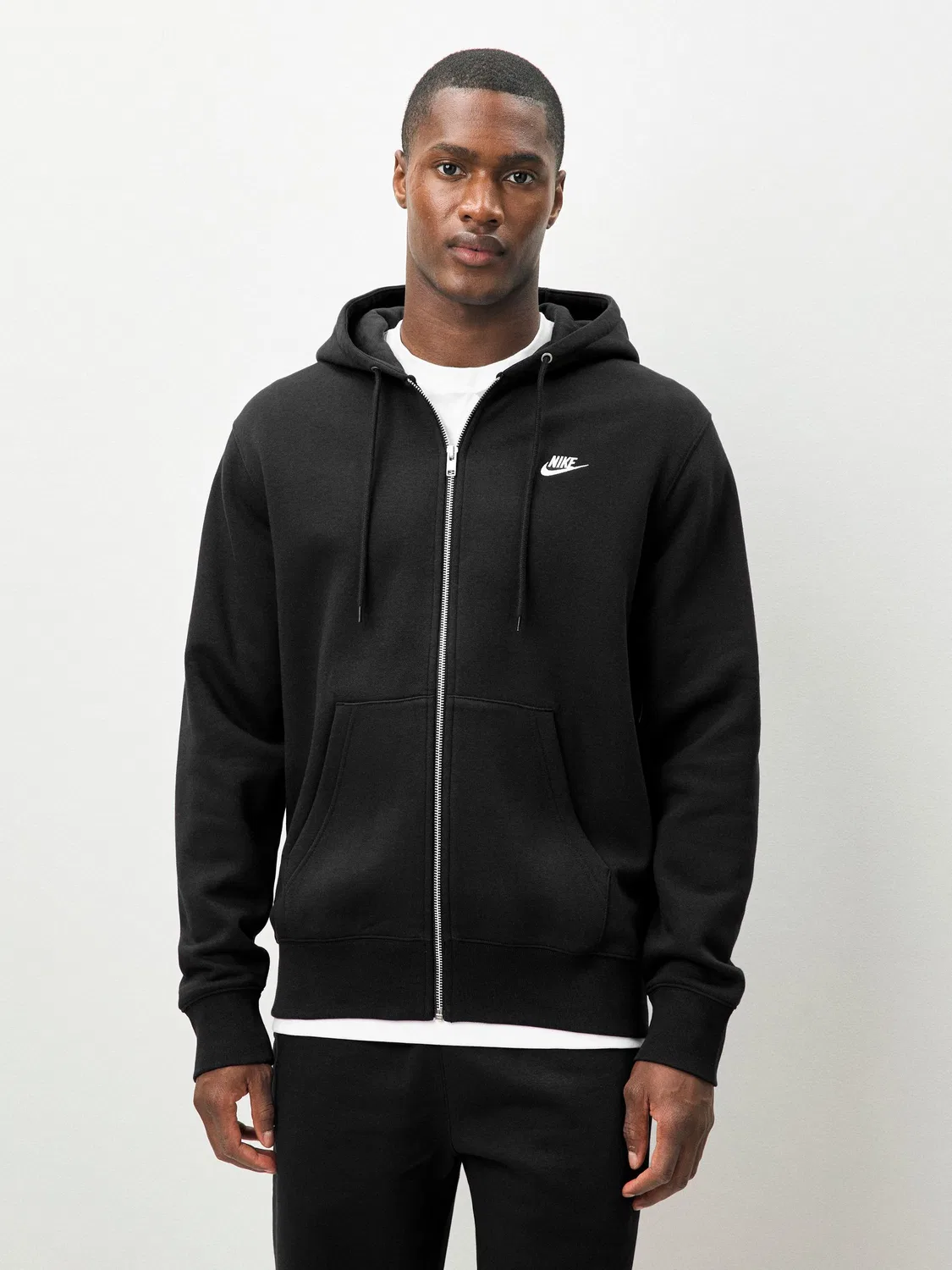 Черная толстовка с молнией во всю длину Nike Club