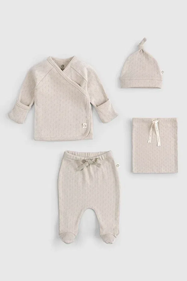 Детский комплект из 4 предметов Organic Cotton Newborn Set Little Gusto, Beige