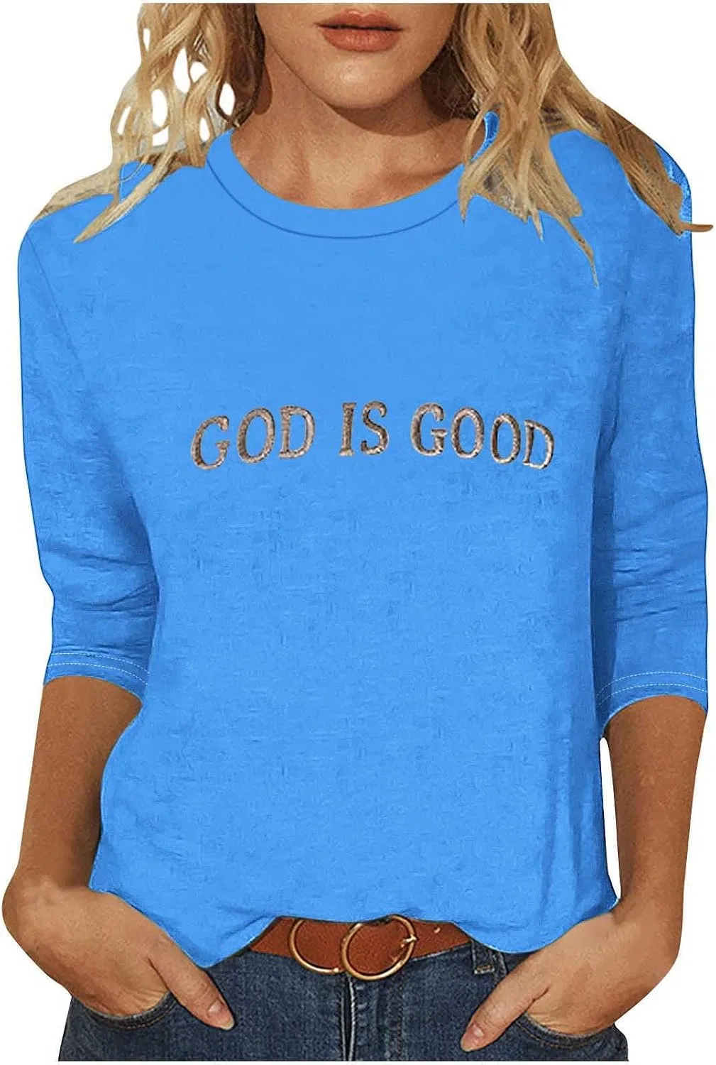Женская футболка с длинным рукавом God is Good, синий