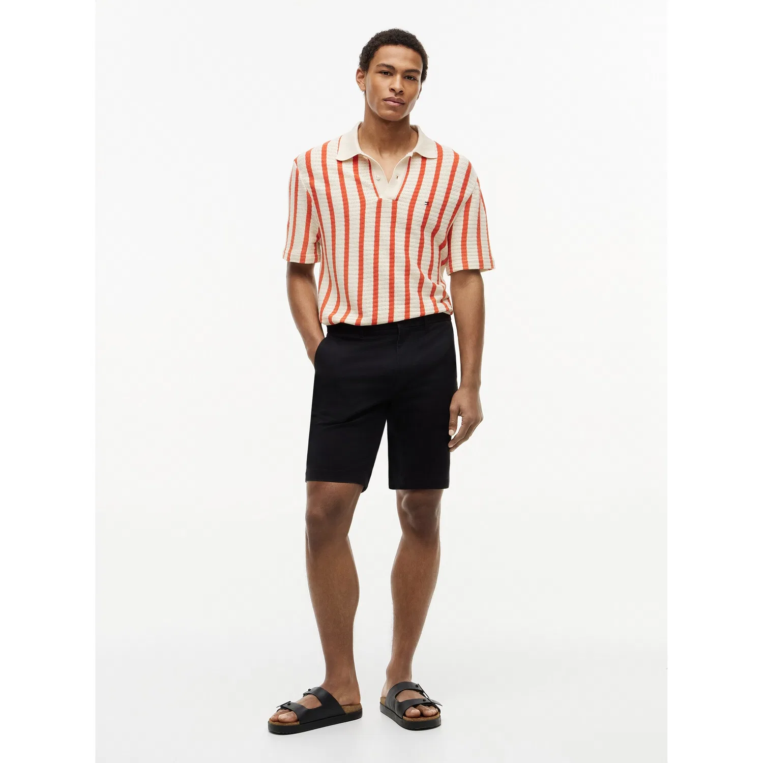 Мужское поло из сетчатого трикотажа Tommy Hilfiger, Muslin/Brilliant Orange — фото 4