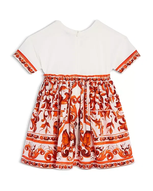 Детское платье для девочек с коротким рукавом Dolce & Gabbana, White Print — фото 2