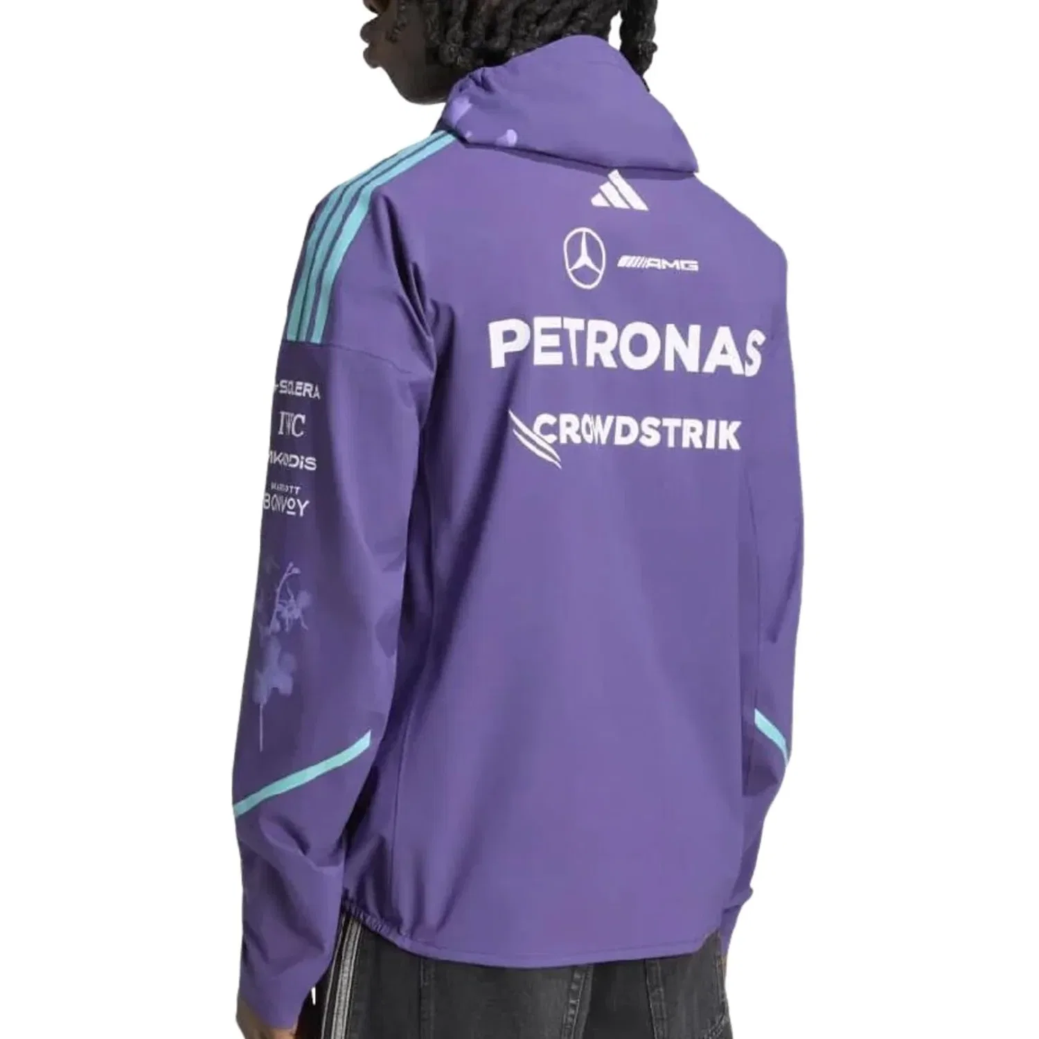 Мужская куртка Mercedes - AMG Petronas F1 Team Vanda Bloom Rain Jacket 'Dark Purple' adidas, Dark Purple — фото 3