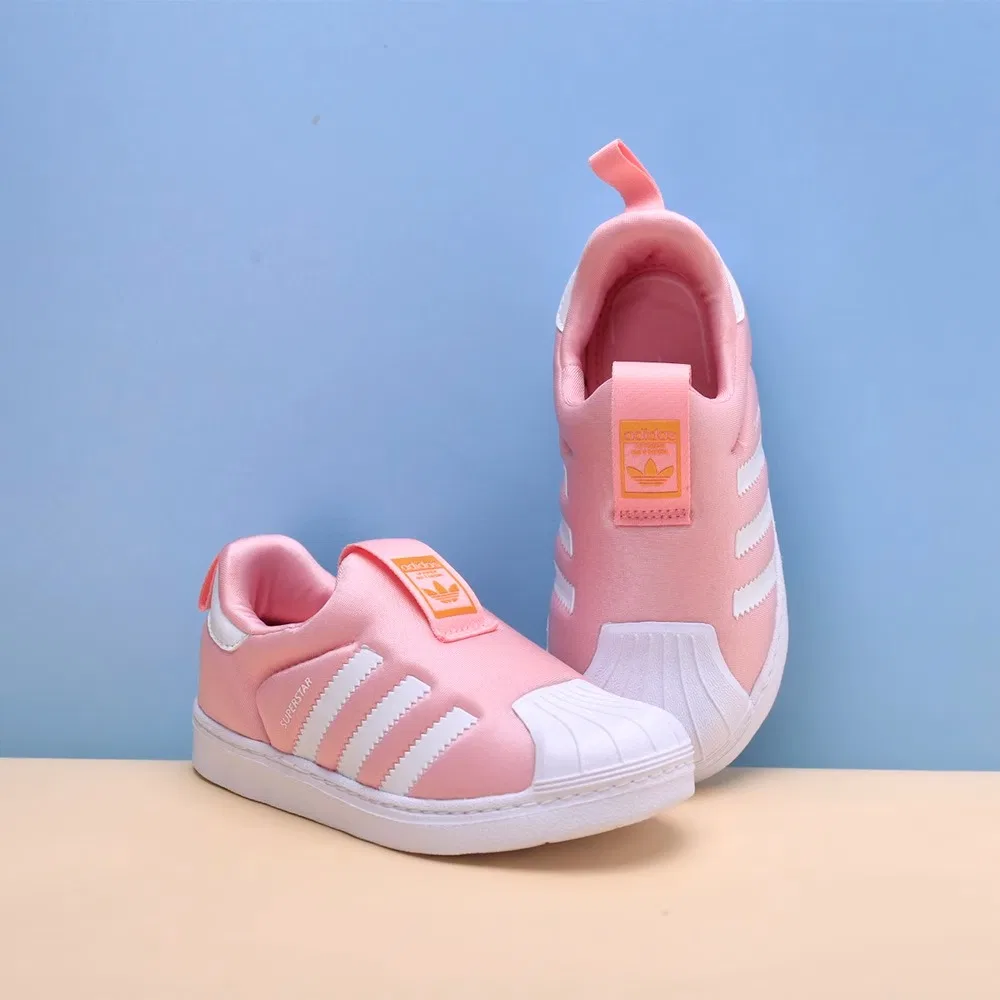 Детские кроссовки для скейтбординга с сетчатым верхом Superstar 360 Mesh Adidas Originals, White Pink — фото 3