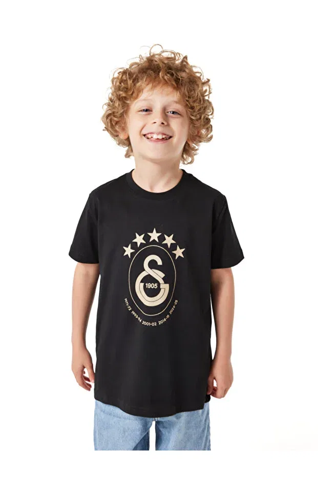 Детская футболка с коротким рукавом Galatasaray 5 star kids t-shirt Gsstore, Black — фото 2
