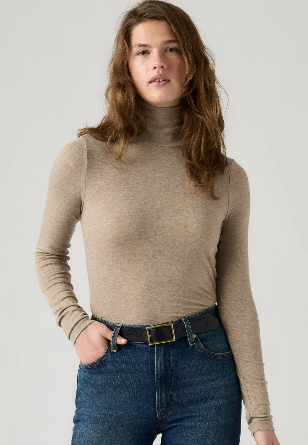 Свитер с длинными рукавами и высоким воротником Mia - многослойный Levi'S, Taupe Gray Heather B - Browns - — фото 4