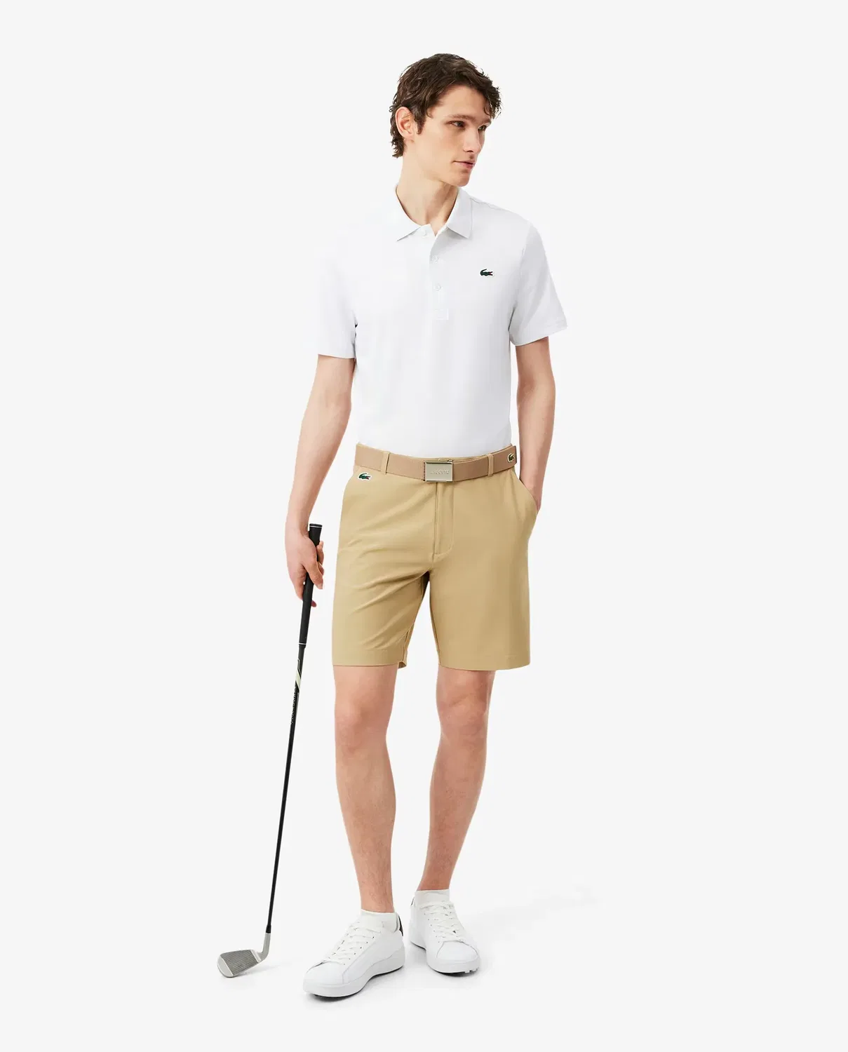 Мужское поло Lacoste с коротким рукавом, из эластичного трикотажа, Blanco — фото 4