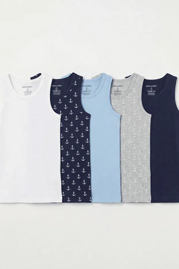 Детское нижнее белье для мальчиков с принтом 5 шт. Anchor Patterned Katia&Bony, Patterned